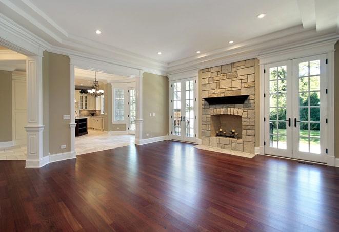 exotic tigerwood hardwood flooring in a traditional dining room